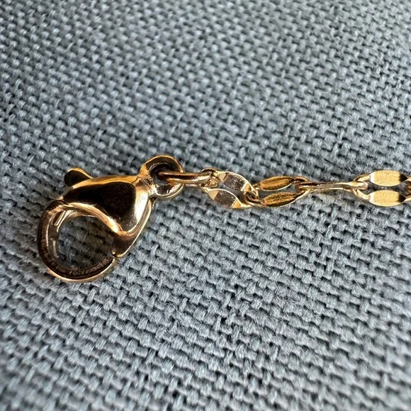 Gold Glitter Sequin Chain Necklace - Stainlees steel Flat Link - Picture 4 of 7